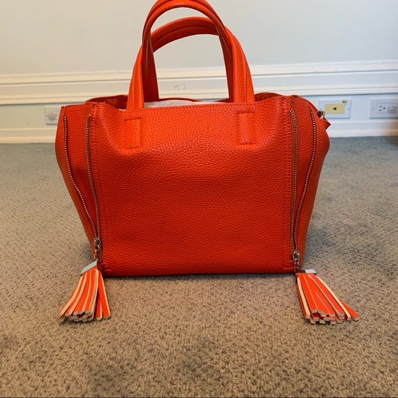 INZI Orange Leather Handbag with Tassels - Picture 6 of 6